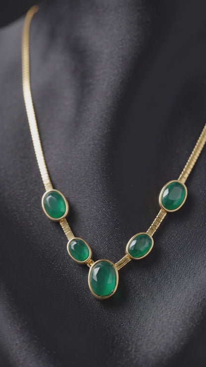 Oval Green Crystal pendant necklace